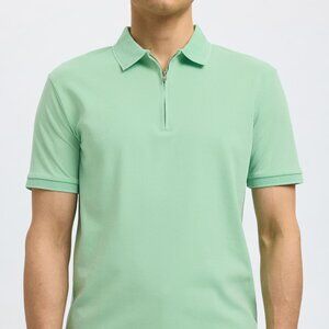 Stonehouse Mint Green Quarter Zip Polo Shirt